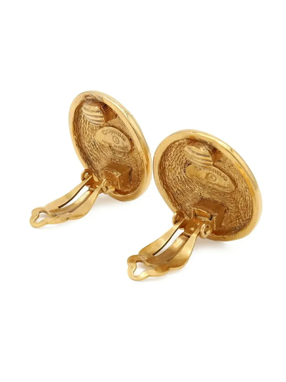 Chanel Cc Logo Round Clip-On Earrings #357825C57B